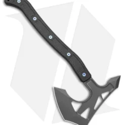 Jake Hoback Knives Ps2 Axe Carbon Fiber W/ Kydex Sheath (Blue Bolts + Gray) -Hand Tools Shop Jake Hoback Knives PS2 Axe CF Handle Kydex Sheath Blue Anodized Bolts BHQ 175494 jr side
