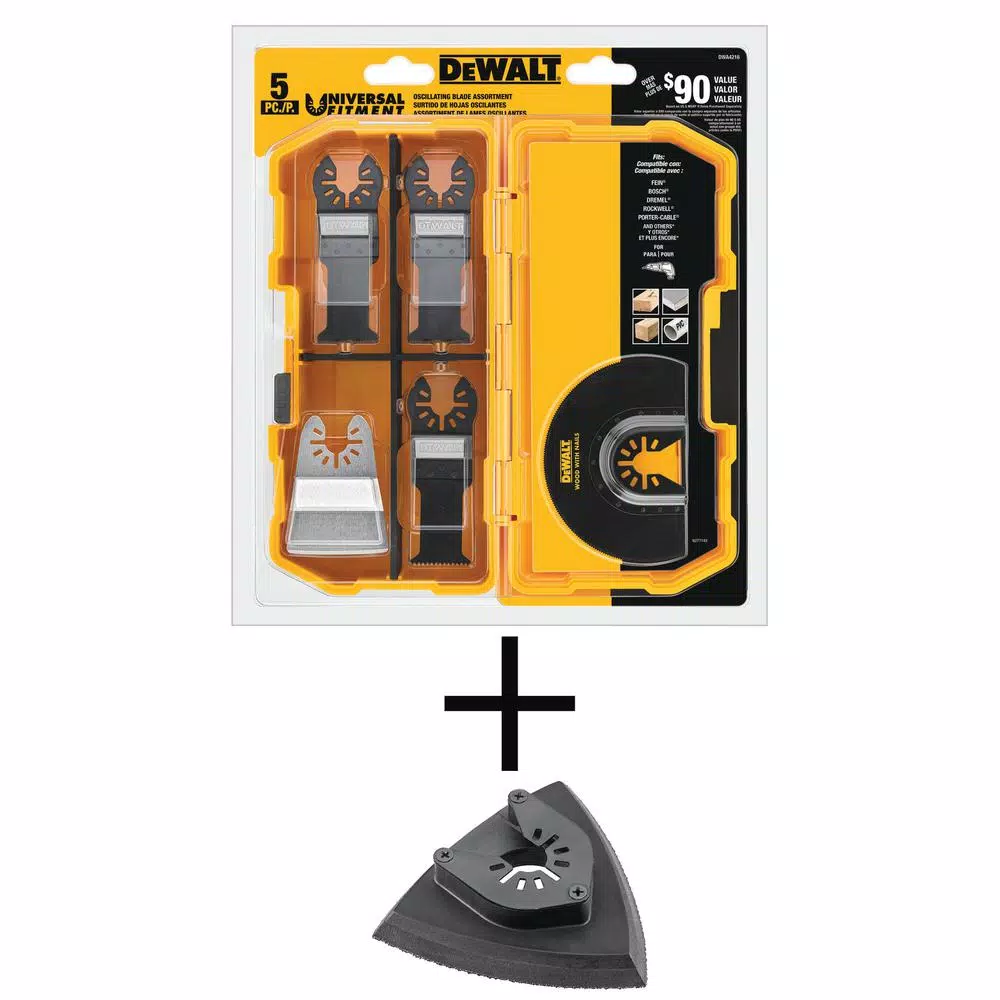 Oscillating Tool Attachments DEWALT Oscillating Blade Set (5-Piece) With Bonus Oscillating Sanding Pad 1 Oscillating Tool Attachments DEWALT Oscillating Blade Set (5-Piece) With Bonus Oscillating Sanding Pad