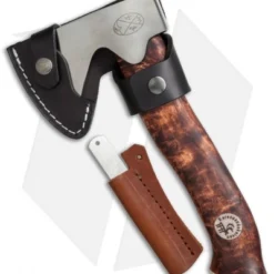 Karesuando Kniven Unna Aksu Hunting Axe Brown Curly Birch (9" Satin) -Hand Tools Shop karesuando knives kar3639 sheath cm
