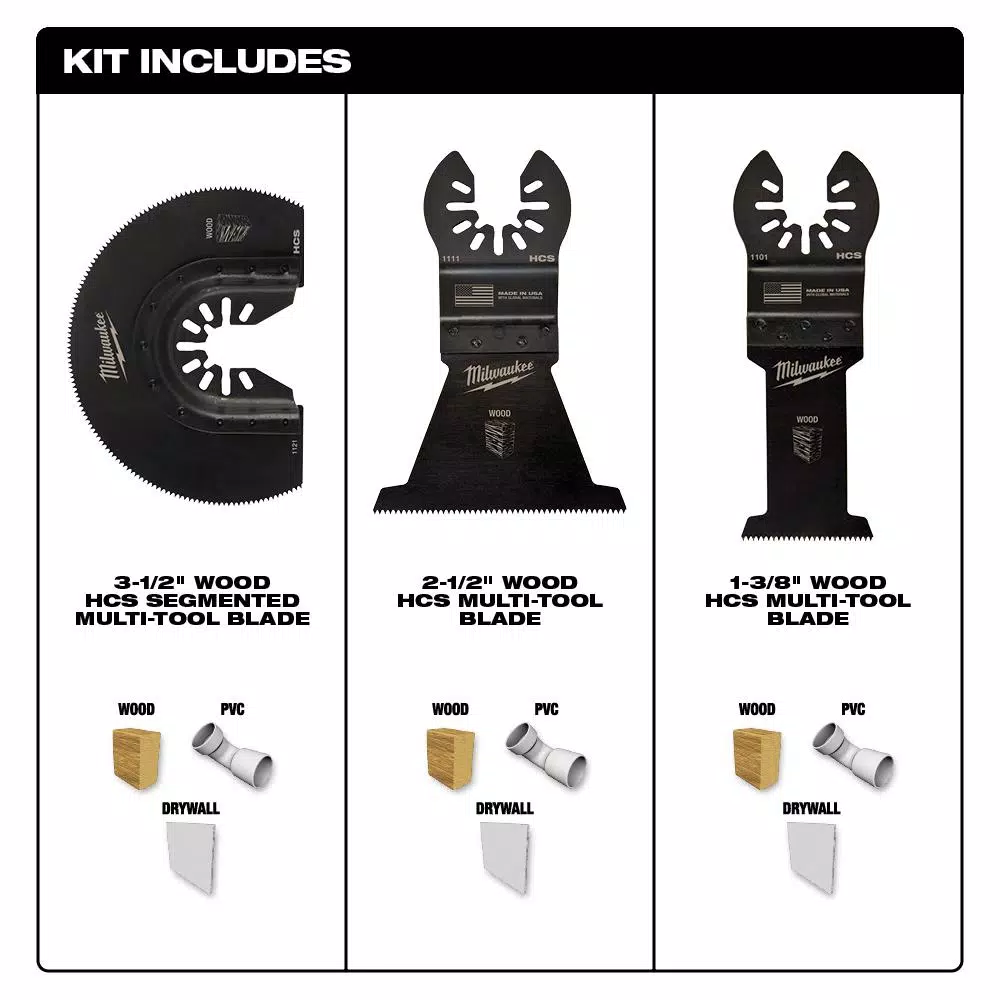 Oscillating Tool Attachments Milwaukee Oscillating Multi-Tool Blade Wood Cutting Kit (3-Piece) 3 Oscillating Tool Attachments Milwaukee Oscillating Multi-Tool Blade Wood Cutting Kit (3-Piece) - Image 3