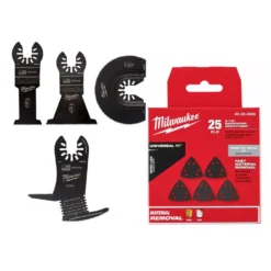Oscillating Tool Attachments Milwaukee Oscillating Multi-Tool Wood & Drywall Cutting Blade Kit With 3-1/2 In. Triangle Sandpaper Variety Pack (29-Piece)