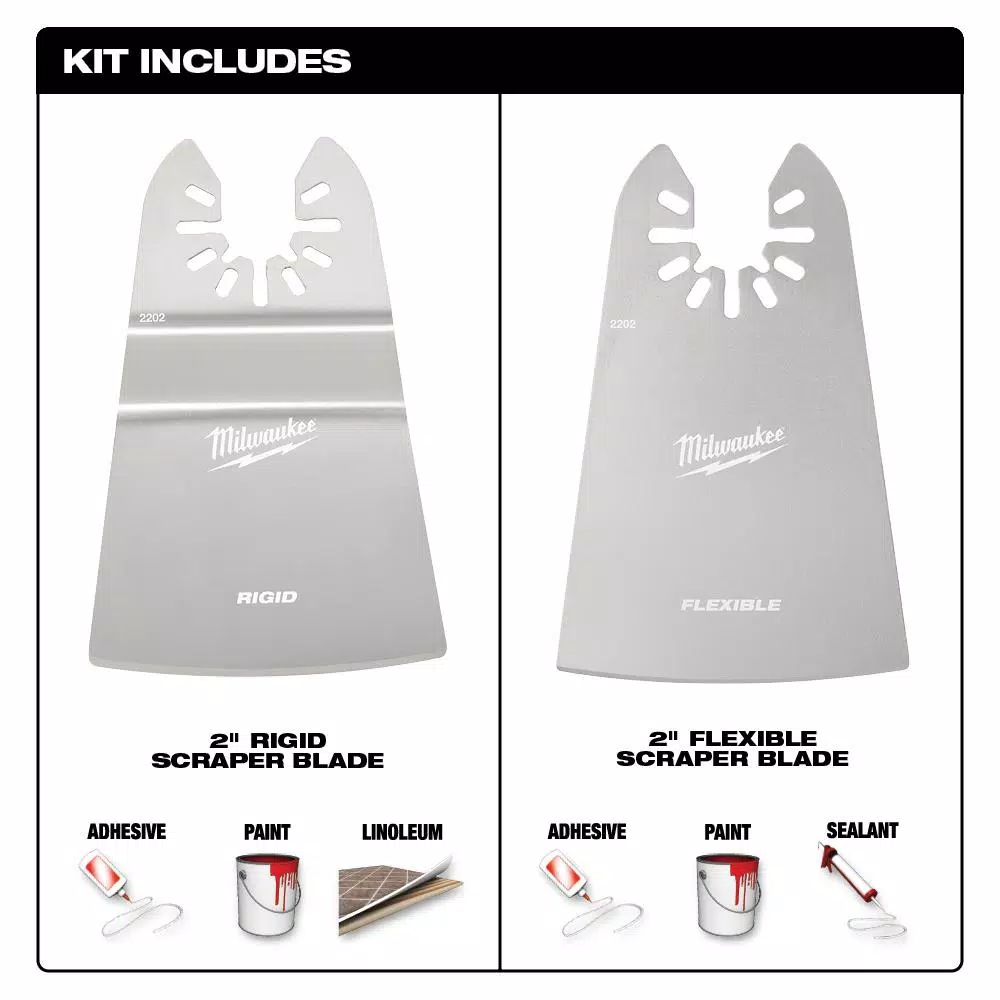 Oscillating Tool Attachments Milwaukee Oscillating Multi-Tool Blade Starter Kit With Specialty Sealant Removal & Scraper Blades (13-Piece) 2 Oscillating Tool Attachments Milwaukee Oscillating Multi-Tool Blade Starter Kit With Specialty Sealant Removal & Scraper Blades (13-Piece) - Image 2