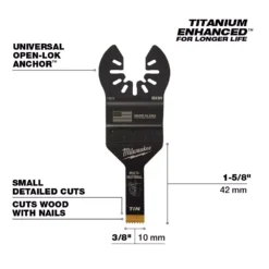 Oscillating Tool Attachments Milwaukee 3/8 In. Titanium Bi-Metal Universal Fit Wood And Metal Cutting Oscillating Multi-Tool Blade (1-Pack) 7 Oscillating Tool Attachments Milwaukee 3/8 In. Titanium Bi-Metal Universal Fit Wood And Metal Cutting Oscillating Multi-Tool Blade (1-Pack) -Hand Tools Shop milwaukee oscillating tool attachments 49 25 1201 40 1000
