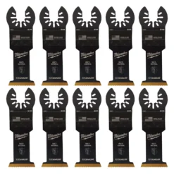 Oscillating Tool Attachments Milwaukee 1-3/8 In. Titanium Bi-Metal Universal Fit Wood And Metal Cutting Oscillating Multi-Tool Blade (10-Pack)