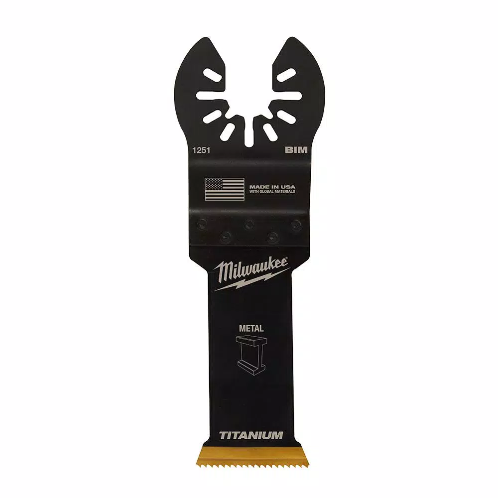 Oscillating Tool Attachments Milwaukee 1-1/8 In. Titanium Bi-Metal Universal Fit Wood And Metal Cutting Oscillating Multi-Tool Blade (1-Pack) 1 Oscillating Tool Attachments Milwaukee 1-1/8 In. Titanium Bi-Metal Universal Fit Wood And Metal Cutting Oscillating Multi-Tool Blade (1-Pack)