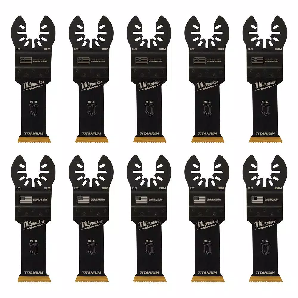 Oscillating Tool Attachments Milwaukee 1-1/8 In. Titanium Bi-Metal Universal Fit Wood And Metal Cutting Oscillating Multi-Tool Blade (10-Pack) 3 Oscillating Tool Attachments Milwaukee 1-1/8 In. Titanium Bi-Metal Universal Fit Wood And Metal Cutting Oscillating Multi-Tool Blade (10-Pack) - Image 3
