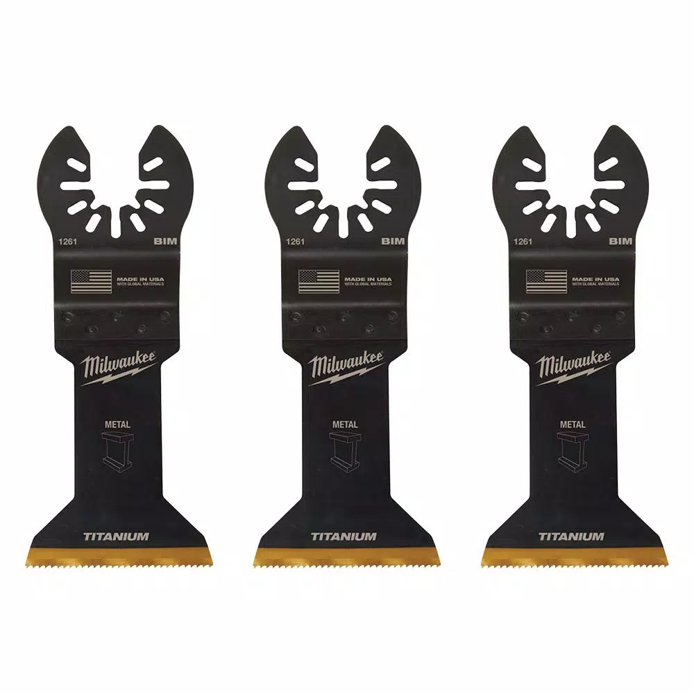 Oscillating Tool Attachments Milwaukee 1-3/4 In. Titanium Bi-Metal Universal Fit Metal Cutting Oscillating Multi-Tool Blade (3-Pack) 1 Oscillating Tool Attachments Milwaukee 1-3/4 In. Titanium Bi-Metal Universal Fit Metal Cutting Oscillating Multi-Tool Blade (3-Pack)