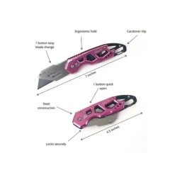 Apollo Tools Stainless Steel Foldable Utility Knife With Carabiner Clip And Fast-Change Blade (DT5017P) -Hand Tools Shop sp143375044 s7