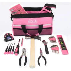 Apollo Tools Household Tool Kit In A Soft-Sided Tool Bag Pink, 201 Piece (DT0020P)